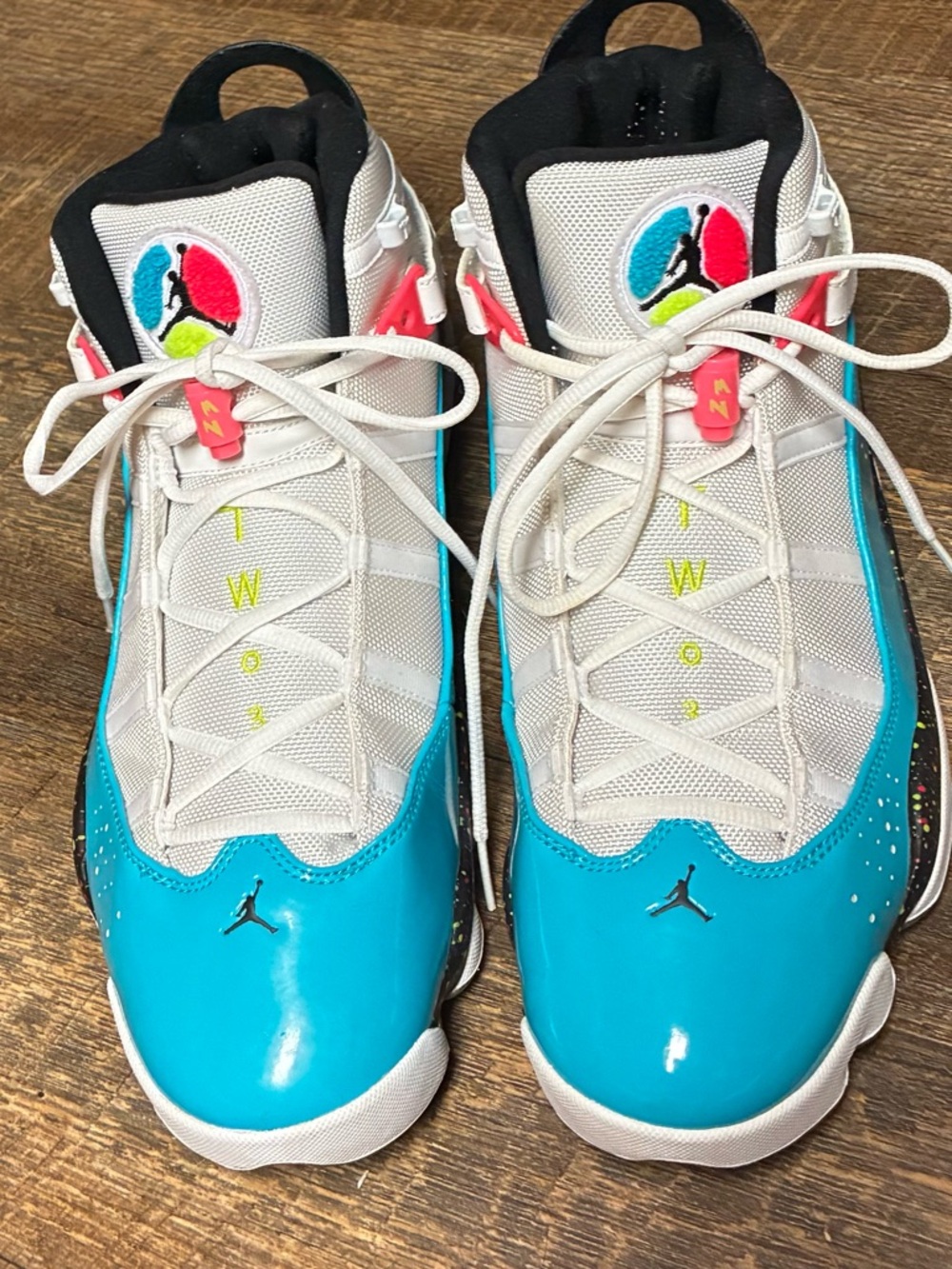 Jordan 6 Rings "Blue Fury Cyber Pink" sneakers (style code CK0018-100) Size 13